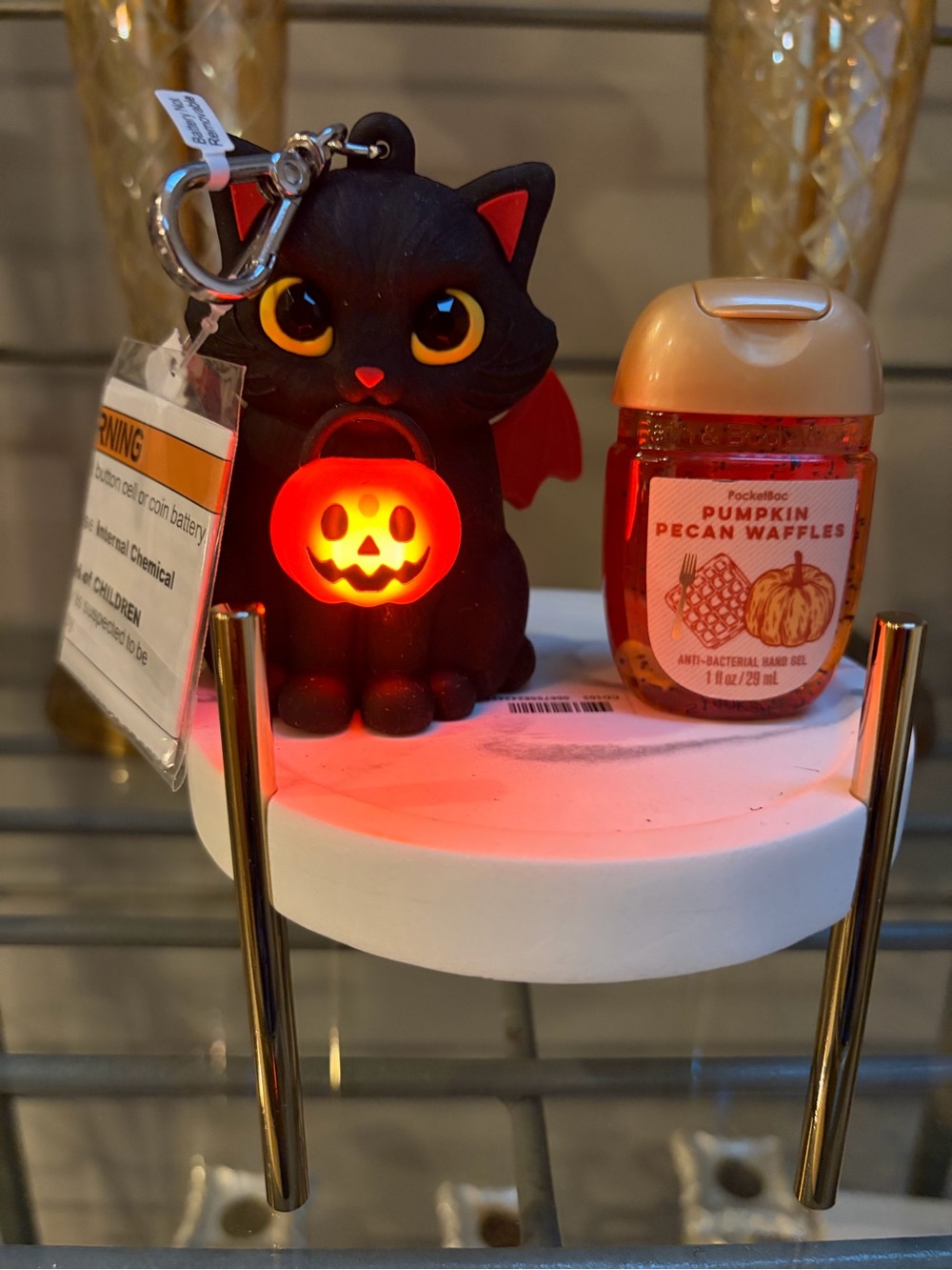 Bath & Body Works Black Cat Halloween PocketBac Holder/ Lightup Pumpkin & BAC